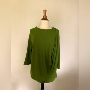 Cos women’s oversized bright green asymmetrical drape sweater 3/4 sleeve size S